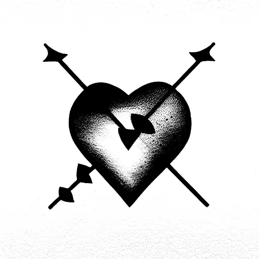 Heart On Fire With Arrows And 2 Names