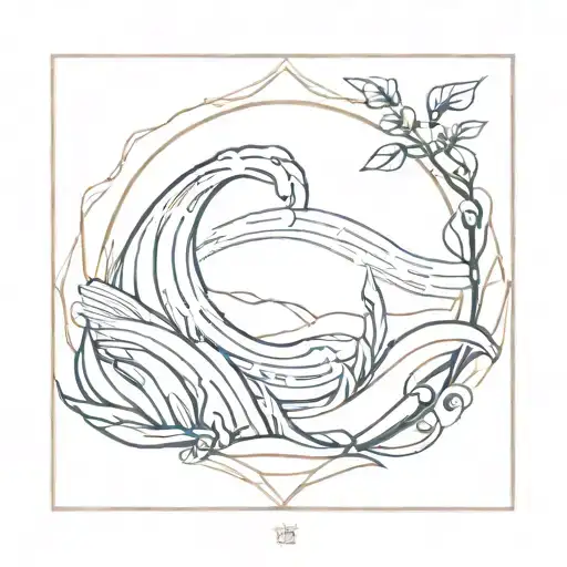 Waves And Delicate Plant In A Frame