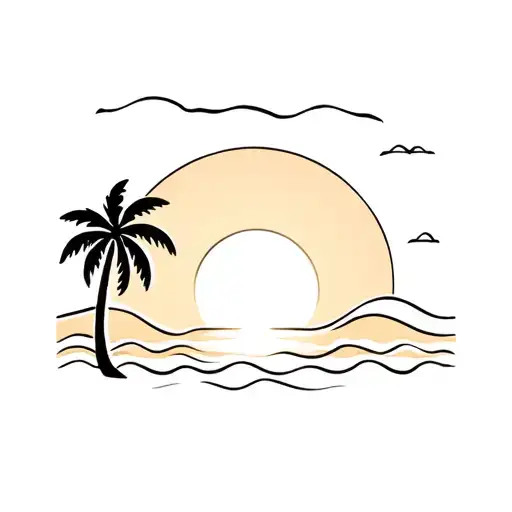 Beach Sunset With Palm