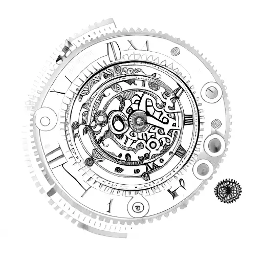 A Pocket Watch With Gears And Cogs Forming A Tree Of Life