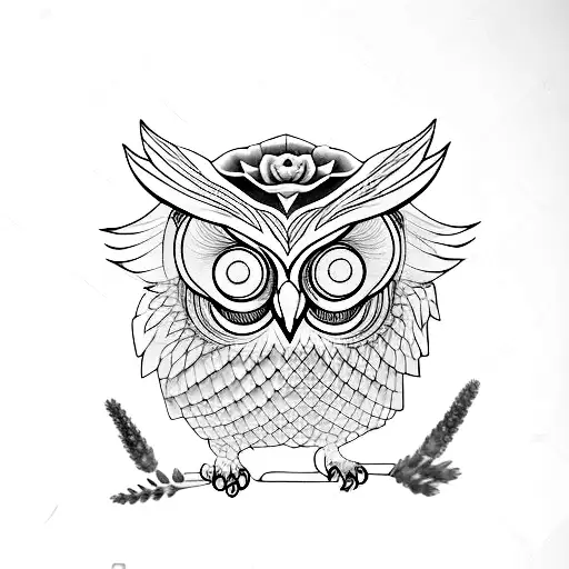 Talisman With Owl And Lavender Flower