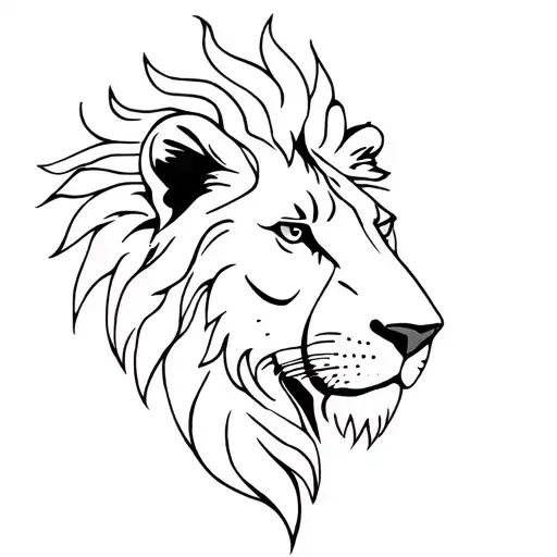 Lion Profile Head With Triskell In The Mane