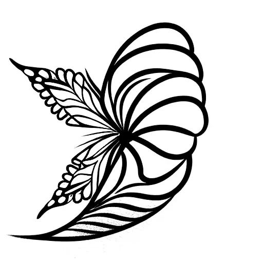 Butterfly Flower Crescent Moon