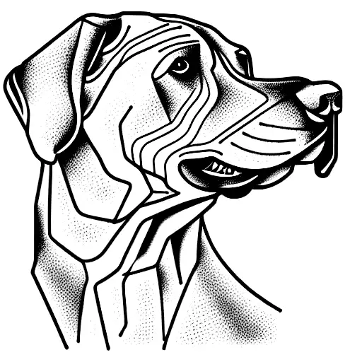 Line Art Style Ridgeback Dog Head
