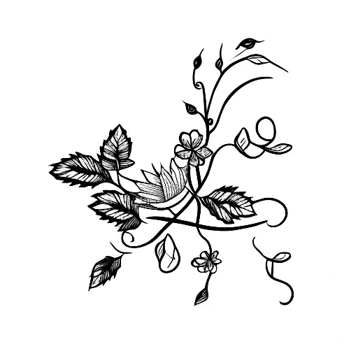 A Minimalist Tattoo Of A Coffee Mug With A Vine Of Flowers Growing Out Of It