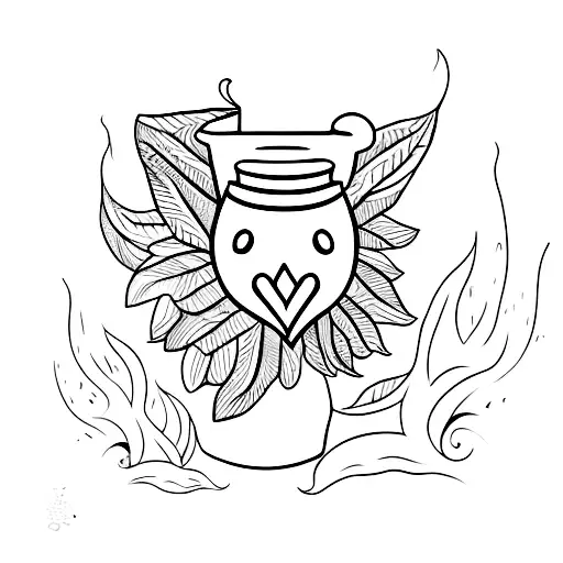 A Minimalist Tattoo Of A Bird Holding A Coffee Bean In Its Beak