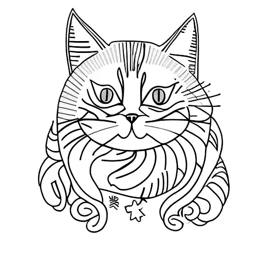 A Minimalist Tattoo Of A Cat Wearing Fashionable Clothes