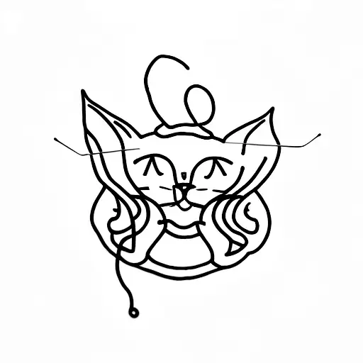 A Minimalist Tattoo Of A Clothes Hanger With A Cat Silhouette Hanging On It