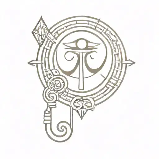 The Key Of Life With Egyptian Theme The Sign Of Om And The Eyes Of Ra And Orus