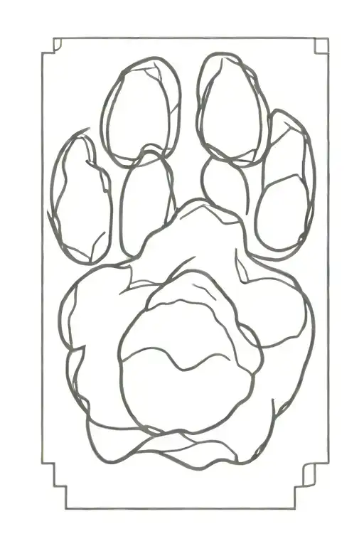 Wolf Paw Print Sketch Negative Space Surrounded