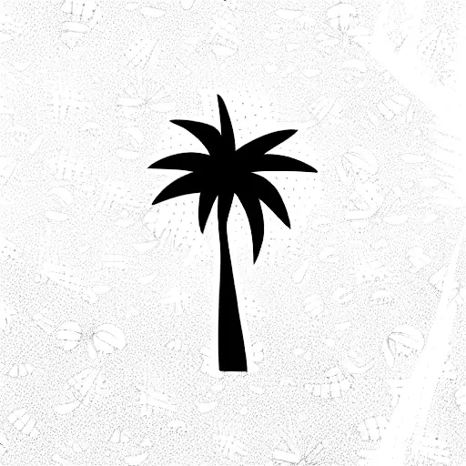 Palm Tree With Shells And Geometric Shape Around