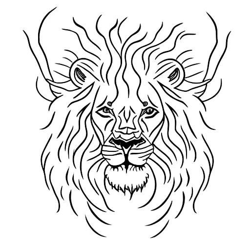 Oryx With Lion With Young Girl One Line Simple