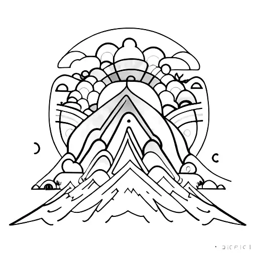 A Psychedelic-inspired Music Festival Scene Set Against A Backdrop Of Towering Mountains