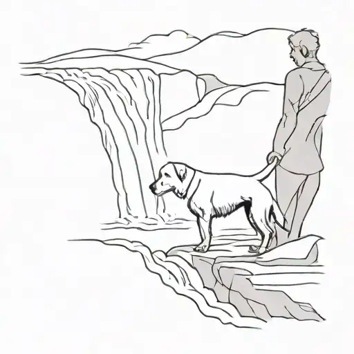 A Person Who Loves Dog And Chases Waterfall Flowing