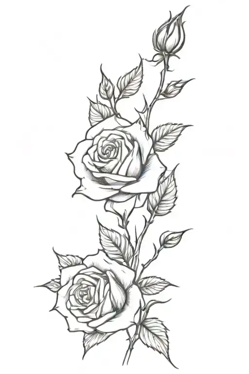 Thorns Wrapped Around The Forearm Half Sleeve With Two Small Rose Buds