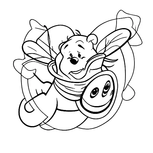 Winne The Pooh With Butterflys And Semicolon