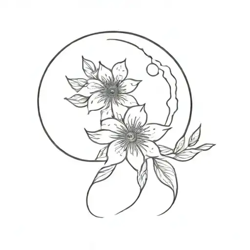 Moon And Flowers Intertwined