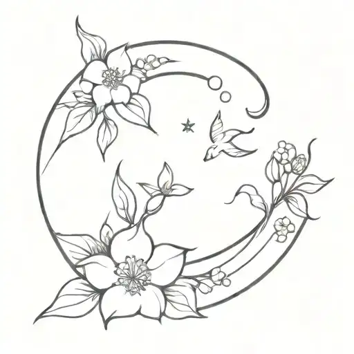 Moon And Flowers