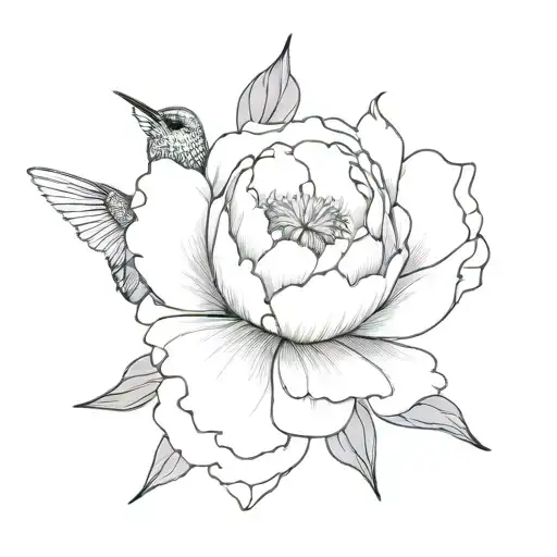 Humming Bird Peony Flower And 444