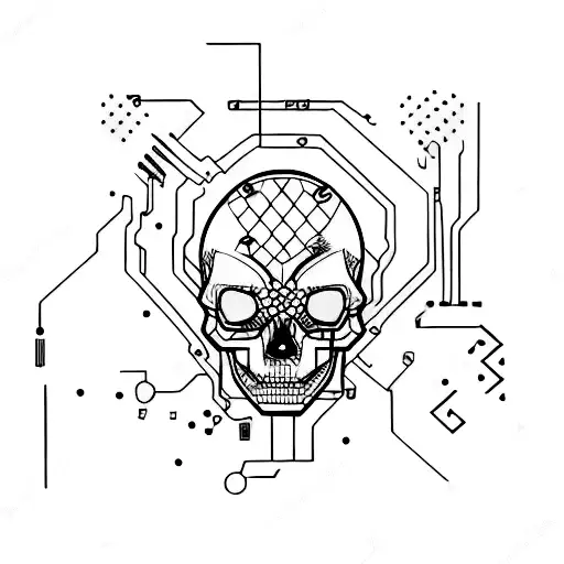 Hacking-themed Skull With Circuit Board Patterns