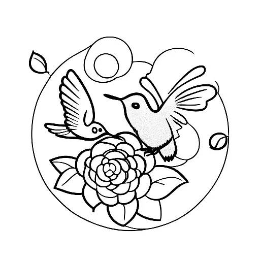 A Minimalist Silhouette Of A Dad Holding A Cake With A Hummingbird And Squirrel Perched On Top