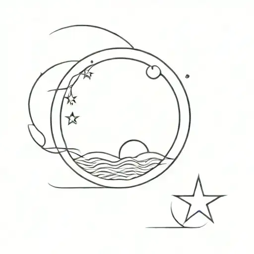 Waves And A Star In A Circle