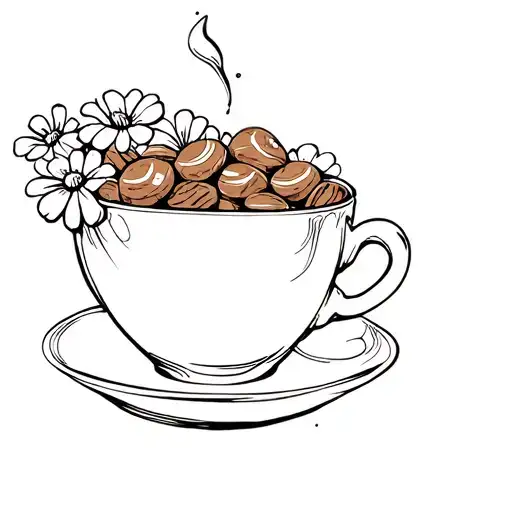 Coffee Cup Filled With Candy With Flowers