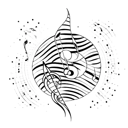 A Crescent Moon With Musical Notes As Its Reflection