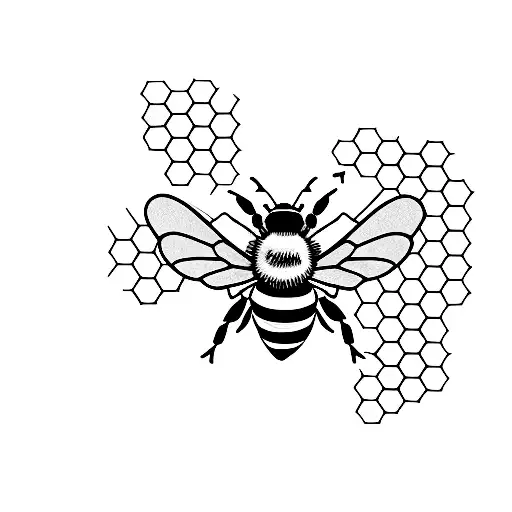 Bee With Honeycomb