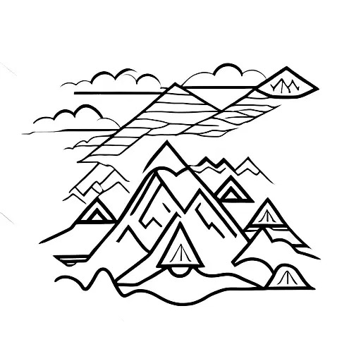 Mountain Range With A Ski As The Bottom Meeting The Horizon