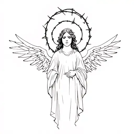 Angel With A Halo Of Barbed Wire