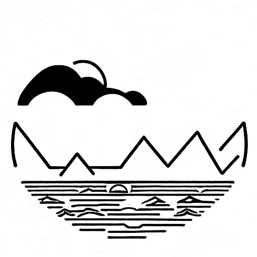 A Big River Flowing Between Mountains Filled With Trees And A Sunset In The Back