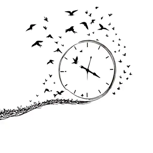 A Clock With Birds Flying Away From It The Path Of Life