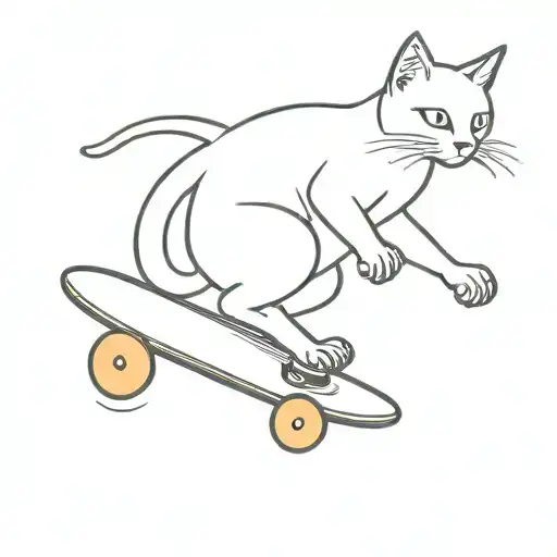 Black Cat Riding Skateboard