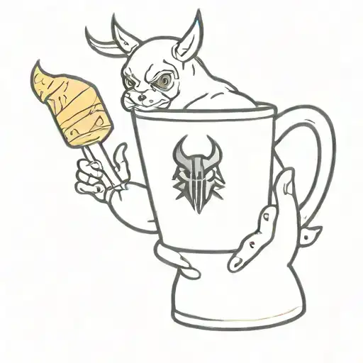 Little Devil With Ac Milan Logo Next To Him And In Another Hand Holding A Beer