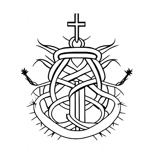 Crown Of Thorns Intertwined With A Cross