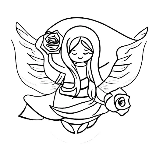 Angel With Rose Falling