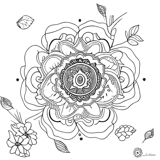 Floral Com Borboleta E Mandala