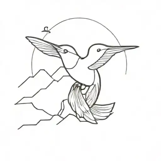 Humming Bird With Mountains