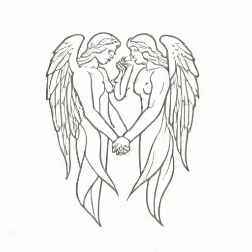 Twin Angels Holding Hands