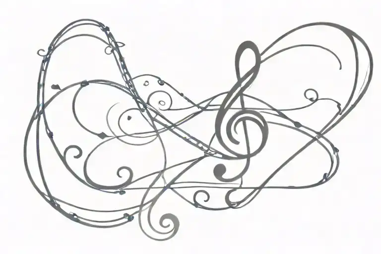 Music Note Love Infinity Line