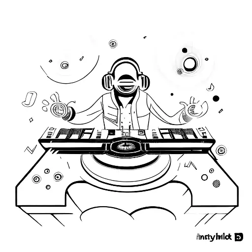 Futuristic Dj Mixing Music On A Holographic Turntable