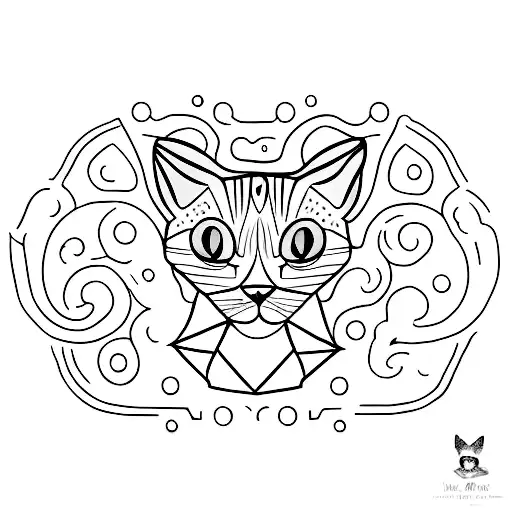 A Minimalist Tattoo Of A Cat With A Sapphire Collar