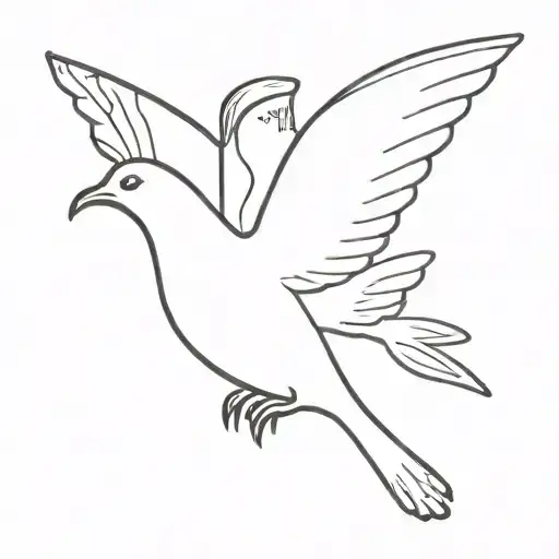 A Minimalist Tattoo Of A Dove Carrying A Book In Its Beak Symbolizing Peace And Wisdom