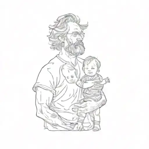 A Man And His Two Children