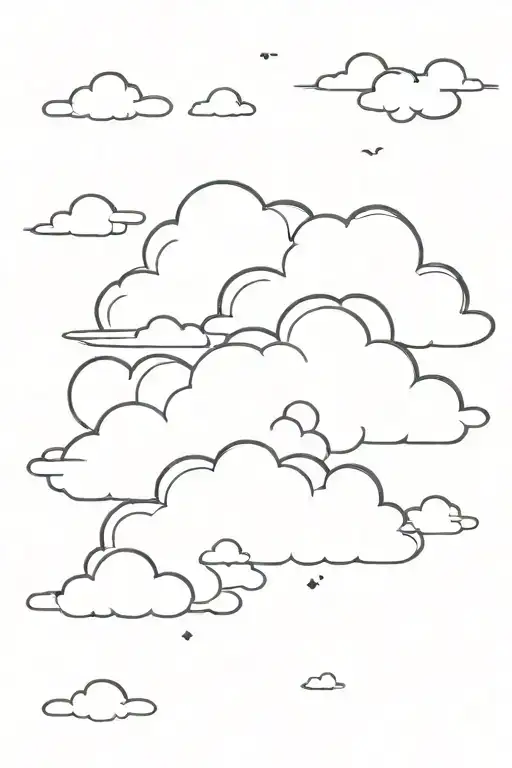 Clouds Background Black And White Drawing Full Image