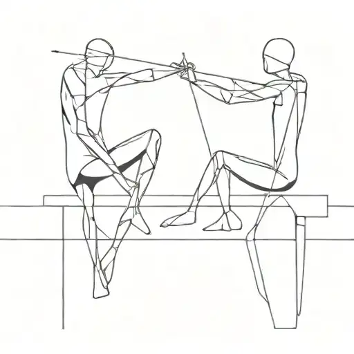 Two Stickman Sitting On A Line