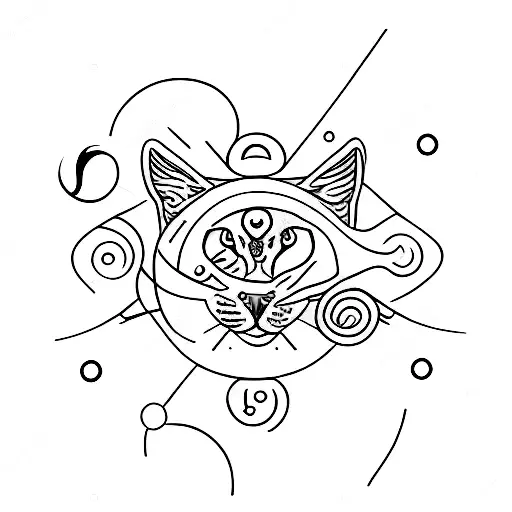 A Minimalist Tattoo Of The Astrological Symbol For Venus With A Cat Silhouette Inside