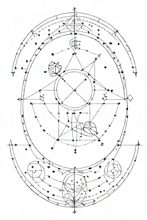 A Delicate Dot Work Design With Gemini And Taurus Constellations