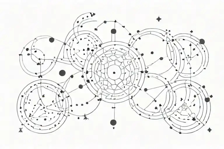 A Delicate Dot Work Design With Gemini And Taurus Constellations